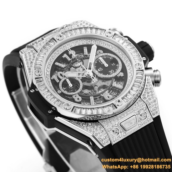 Big Bang Unico 44mm Gems Bezel Titanium/SS/Diams Rubber BBF A1280