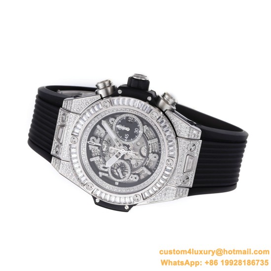 Big Bang Unico 44mm Gems Bezel Titanium/SS/Diams Rubber BBF A1280