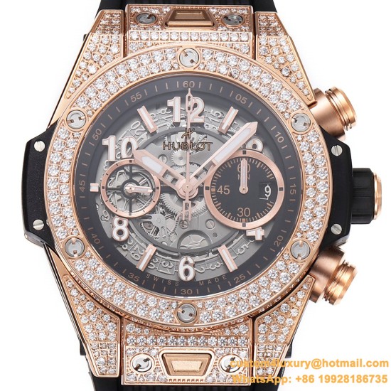 Big Bang Unico 44mm Diams Bezel Titanium/RG/Diams Rubber BBF A1280