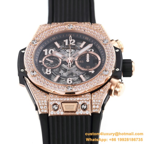 Big Bang Unico 44mm Diams Bezel Titanium/RG/Diams Rubber BBF A1280