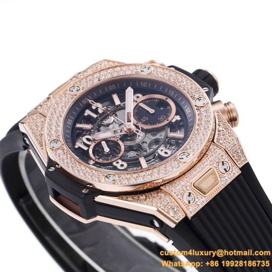 Big Bang Unico 44mm Diams Bezel Titanium/RG/Diams Rubber BBF A1280