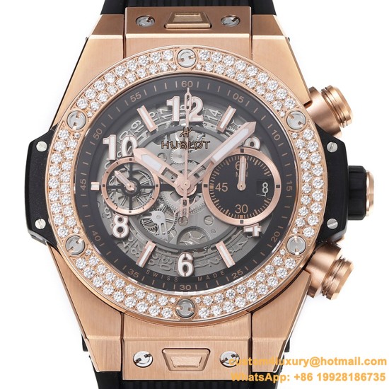Big Bang Unico 44mm Diams Bezel Titanium/RG Rubber BBF A1280