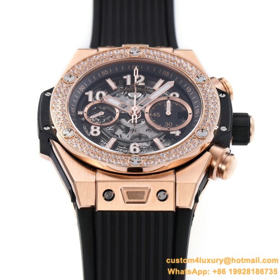 Big Bang Unico 44mm Diams Bezel Titanium/RG Rubber BBF A1280
