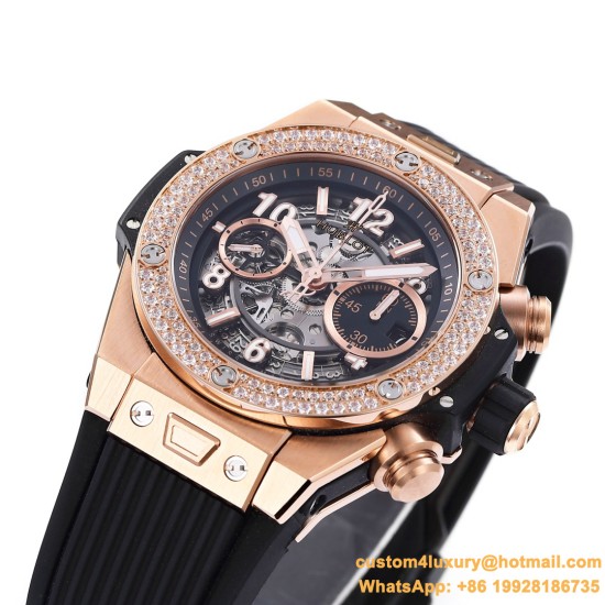 Big Bang Unico 44mm Diams Bezel Titanium/RG Rubber BBF A1280