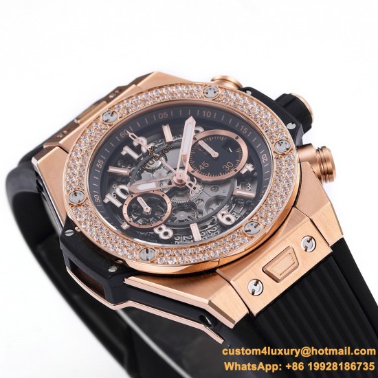 Big Bang Unico 44mm Diams Bezel Titanium/RG Rubber BBF A1280