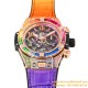 Big Bang Unico 44mm Rainbow Gems Bezel Titanium/SS/Diams Rubber BBF A1280