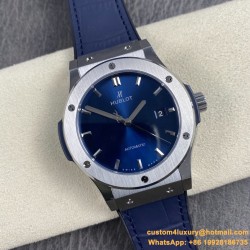 Hublot - Classic Fusion Bang 45mm TI/LE/RU Blue WWF A2892 Mod