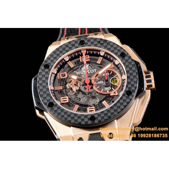 Hublot-King Power 703.OM.1138.NR.FMI11 48mm RG/Car/RU Black Dial V6F HUB4100