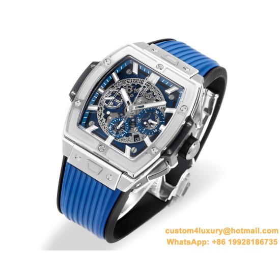 Spirit of Big Bang Chrono 42mm TI/RU Blue Skeleton Dial MSF A7750 Mod