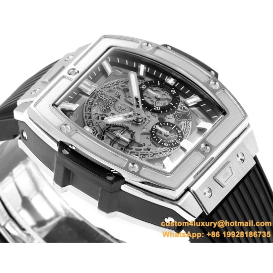 Spirit of Big Bang Chrono 42mm TI/RU Black Skeleton Dial MSF A7750 Mod