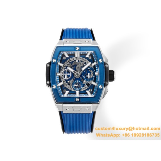 Spirit of Big Bang Chrono 42mm TI/RU Blue Skeleton Dial MSF A7750 Mod