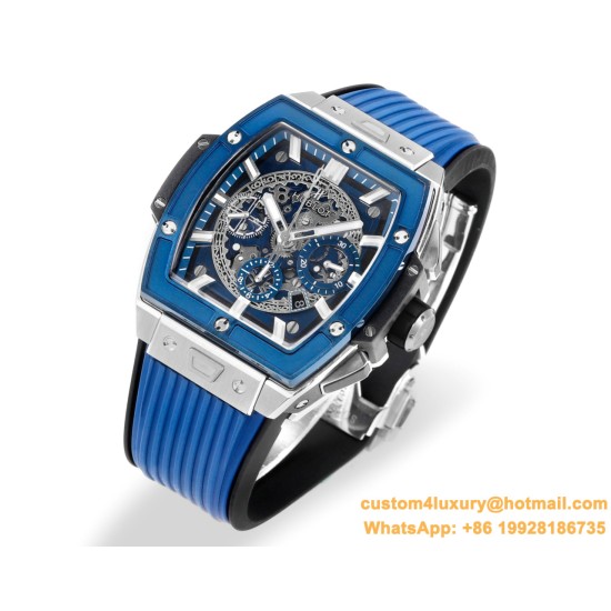 Spirit of Big Bang Chrono 42mm TI/RU Blue Skeleton Dial MSF A7750 Mod