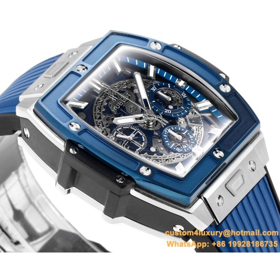Spirit of Big Bang Chrono 42mm TI/RU Blue Skeleton Dial MSF A7750 Mod