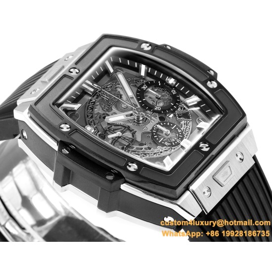 Spirit of Big Bang Chrono 42mm TI/RU Black Skeleton Dial MSF A7750 Mod