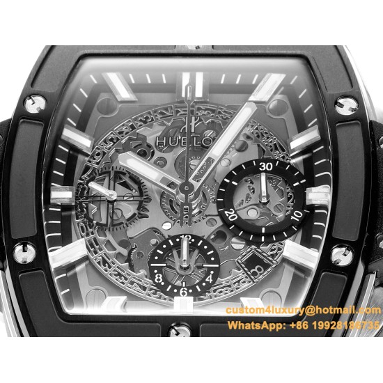 Spirit of Big Bang Chrono 42mm TI/RU Black Skeleton Dial MSF A7750 Mod