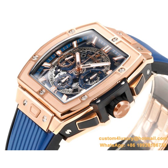 Spirit of Big Bang Chrono 42mm TI/RU Blue Skeleton Dial MSF A7750 Mod