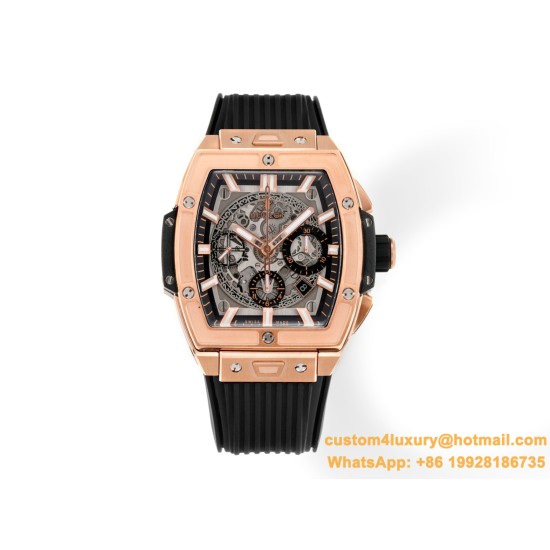 Spirit of Big Bang Chrono 42mm TI/RU Black Skeleton Dial MSF A7750 Mod