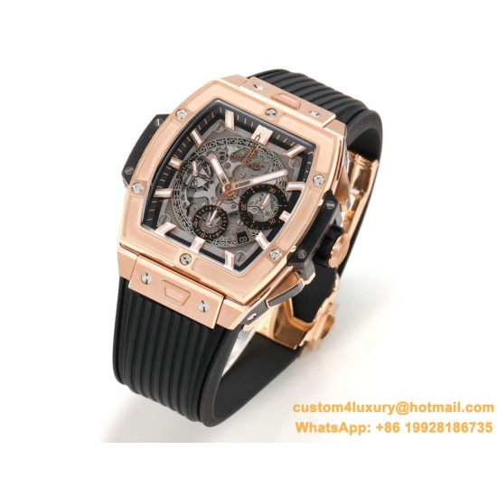 Spirit of Big Bang Chrono 42mm TI/RU Black Skeleton Dial MSF A7750 Mod