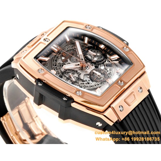 Spirit of Big Bang Chrono 42mm TI/RU Black Skeleton Dial MSF A7750 Mod