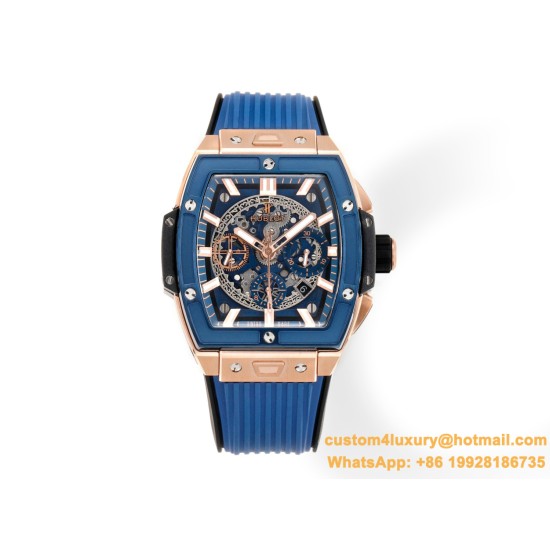 Spirit of Big Bang Chrono 42mm TI/RU Blue Skeleton Dial MSF A7750 Mod