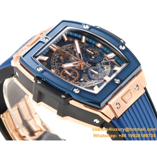 Spirit of Big Bang Chrono 42mm TI/RU Blue Skeleton Dial MSF A7750 Mod