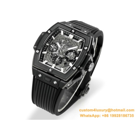 Spirit of Big Bang Chrono 42mm TI/RU Black Skeleton Dial MSF A7750 Mod