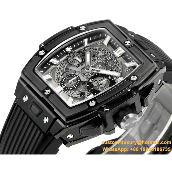 Spirit of Big Bang Chrono 42mm TI/RU Black Skeleton Dial MSF A7750 Mod