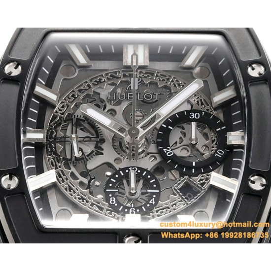 Spirit of Big Bang Chrono 42mm TI/RU Black Skeleton Dial MSF A7750 Mod