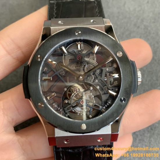 Hublot - Classic Fusion Skeleton Tourbillon 45mm CER SS/LE/RU JBF
