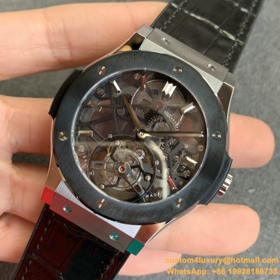 Hublot - Classic Fusion Skeleton Tourbillon 45mm CER SS/LE/RU JBF