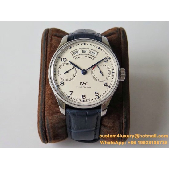IWC - Portugieser Annual Cal IW503502 44mm SS/LE Wht/Bl ZF A52850