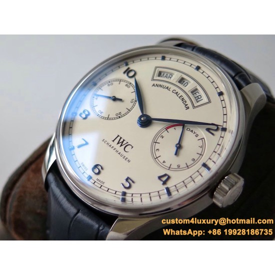 IWC - Portugieser Annual Cal IW503502 44mm SS/LE Wht/Bl ZF A52850