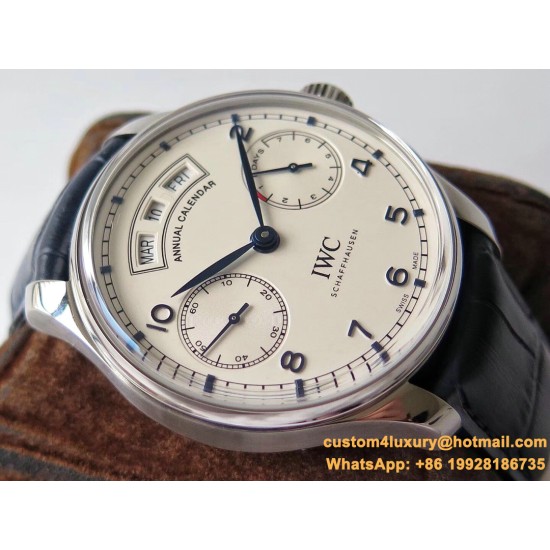 IWC - Portugieser Annual Cal IW503502 44mm SS/LE Wht/Bl ZF A52850