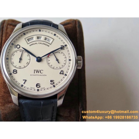 IWC - Portugieser Annual Cal IW503502 44mm SS/LE Wht/Bl ZF A52850