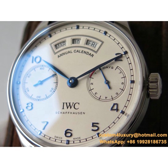 IWC - Portugieser Annual Cal IW503502 44mm SS/LE Wht/Bl ZF A52850