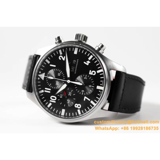Pilot Chronograph Ref.3777 43mm SS/LE Black ZF A7750