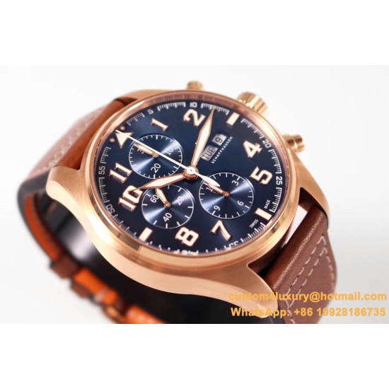 IWC - Pilot Chrono "Le Petit" 377721 43mm RG/LE Blue ZF A7750