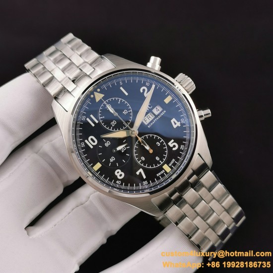 Pilot Chronograph Ref.3777 43mm SS/SS Black Dial ZF A7750