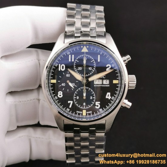 Pilot Chronograph Ref.3777 43mm SS/SS Black Dial ZF A7750