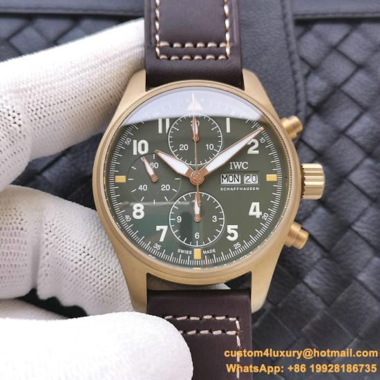 IWC - Pilot Chrono Spitfire IW387902 Brz BR/LE Green Dial ZF A7750