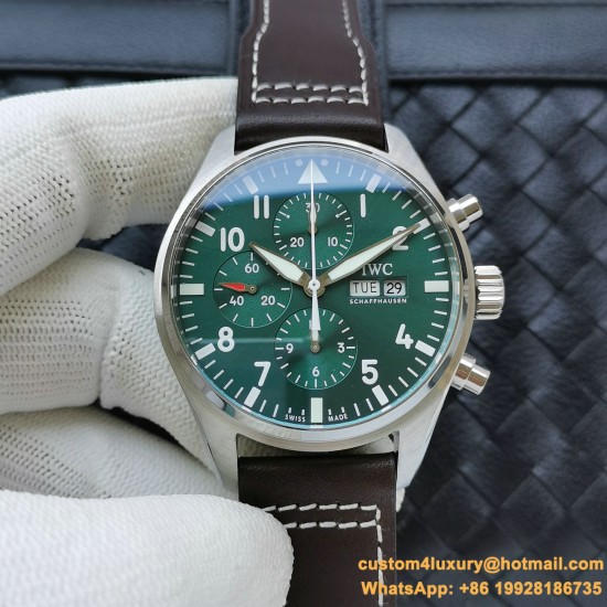 IWC - Pilot Chrono Spitfire IW377709 43mm SS/LE Green ZF A7750