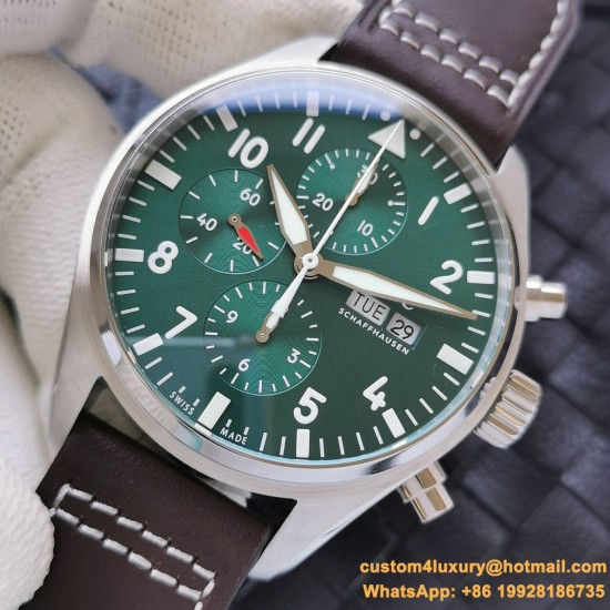 IWC - Pilot Chrono Spitfire IW377709 43mm SS/LE Green ZF A7750