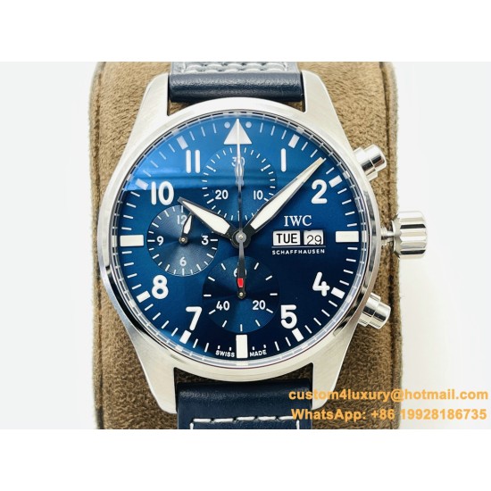 IWC - Pilot Chrono Spitfire IW388101 41mm SS/LE Blue Dial IWSF A7750