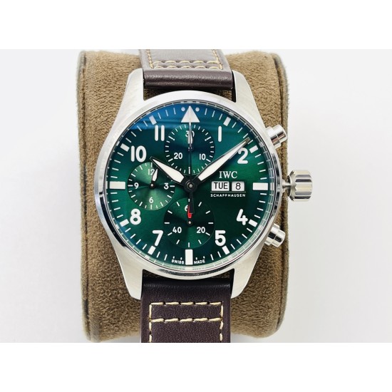 IWC - Pilot Chrono Spitfire IW388101 41mm SS/LE Green Dial IWSF A7750