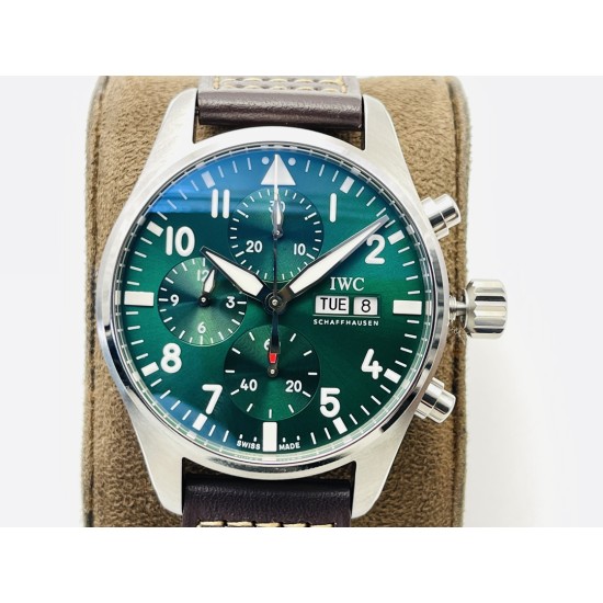 IWC - Pilot Chrono Spitfire IW388101 41mm SS/LE Green Dial IWSF A7750