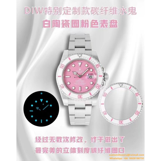 Submariner DIW 40mm 904L TI/TI Pink Dial DIWF VR3135