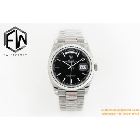 Rolex - DayDate 36mm Flt Pres SS/SS Black Stk EWF Asia 2836