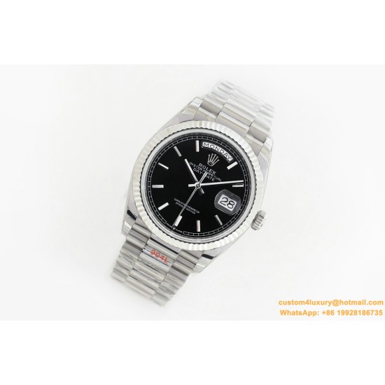 Rolex - DayDate 36mm Flt Pres SS/SS Black Stk EWF Asia 2836