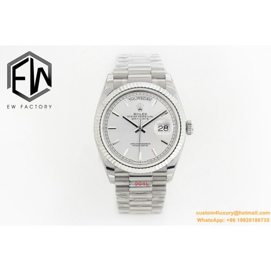 Rolex - DayDate 36mm Flt Pres SS/SS Silv Wht Stk EWF A3255