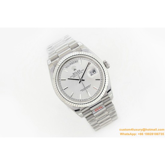 Rolex - DayDate 36mm Flt Pres SS/SS Silv Wht Stk EWF A3255